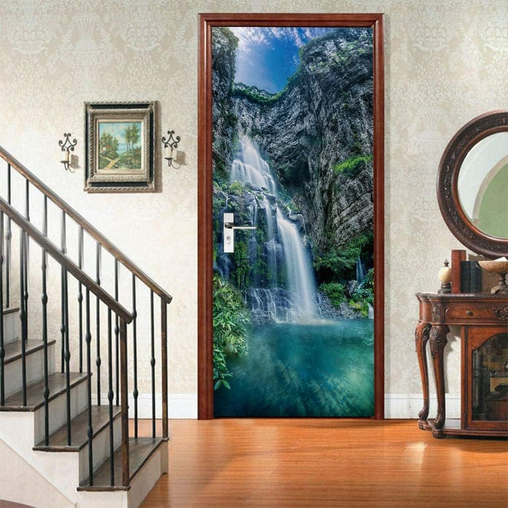 Sticker decorativ ușă 3D Autocolant ușă efect 3D realist Sticker ușă model Cascadă pe Lac de Munte Autocolant adeziv ușă 78x200 cm Sticker ușă design peisaj montan Autocolant decorativ ușă peisaj de munte Sticker ușă interior 3D Autocolant ușă peisaj cu cascadă Sticker ușă autoadeziv 3D Autocolant ușă efect vizual 3D [6]
