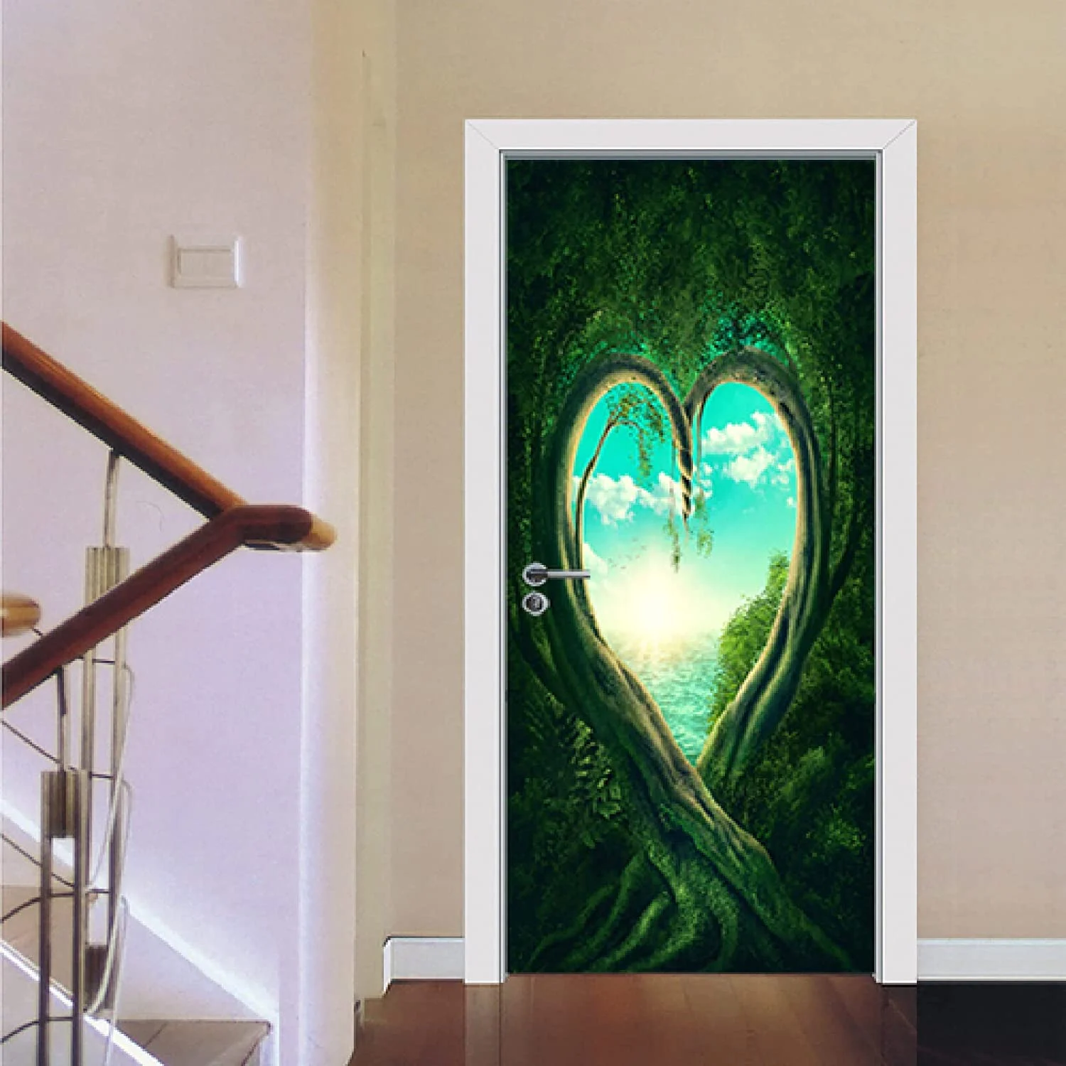 Sticker decorativ ușă 3D Autocolant ușă efect 3D realist Sticker ușă model Inima în Natură Autocolant adeziv ușă 78x200 cm Sticker ușă design natură Autocolant decorativ ușă peisaj natural Sticker ușă interior 3D Autocolant ușă peisaj romantic Sticker ușă autoadeziv 3D Autocolant ușă efect vizual 3D [3]