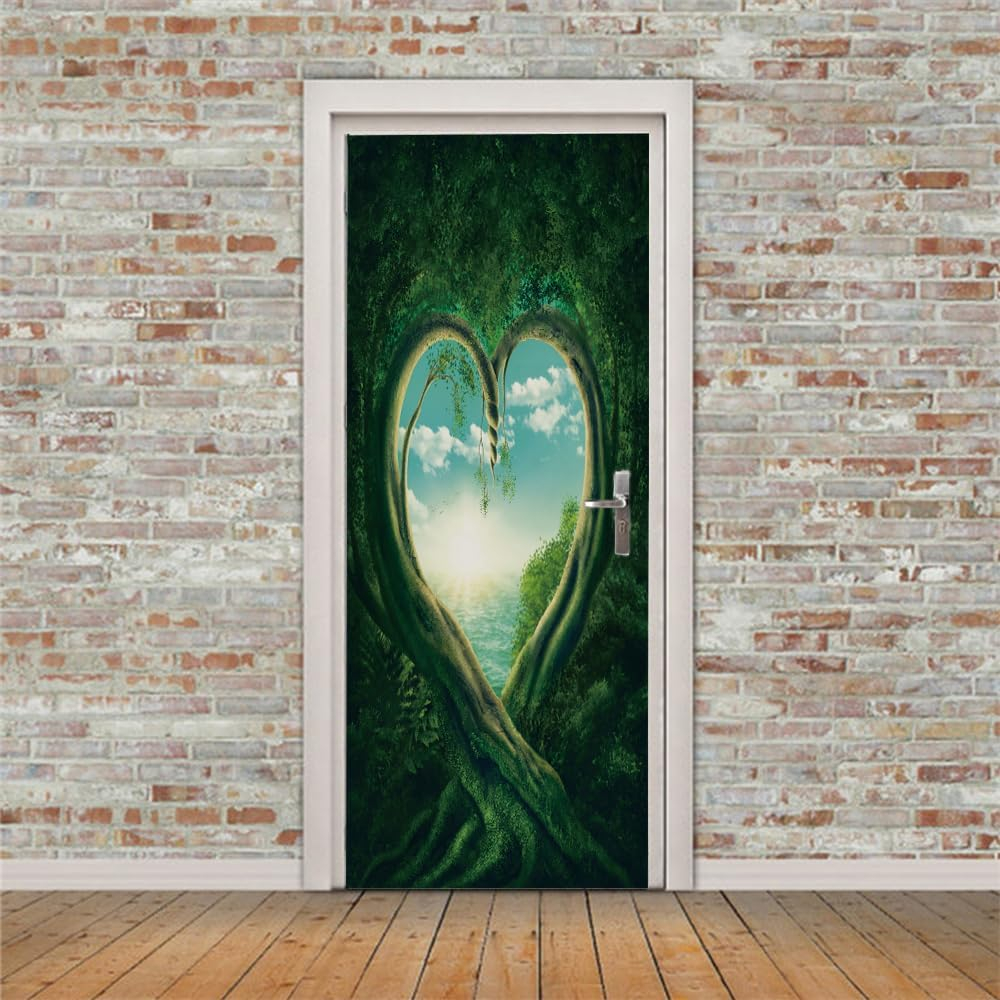 Sticker decorativ ușă 3D Autocolant ușă efect 3D realist Sticker ușă model Inima în Natură Autocolant adeziv ușă 78x200 cm Sticker ușă design natură Autocolant decorativ ușă peisaj natural Sticker ușă interior 3D Autocolant ușă peisaj romantic Sticker ușă autoadeziv 3D Autocolant ușă efect vizual 3D [11]