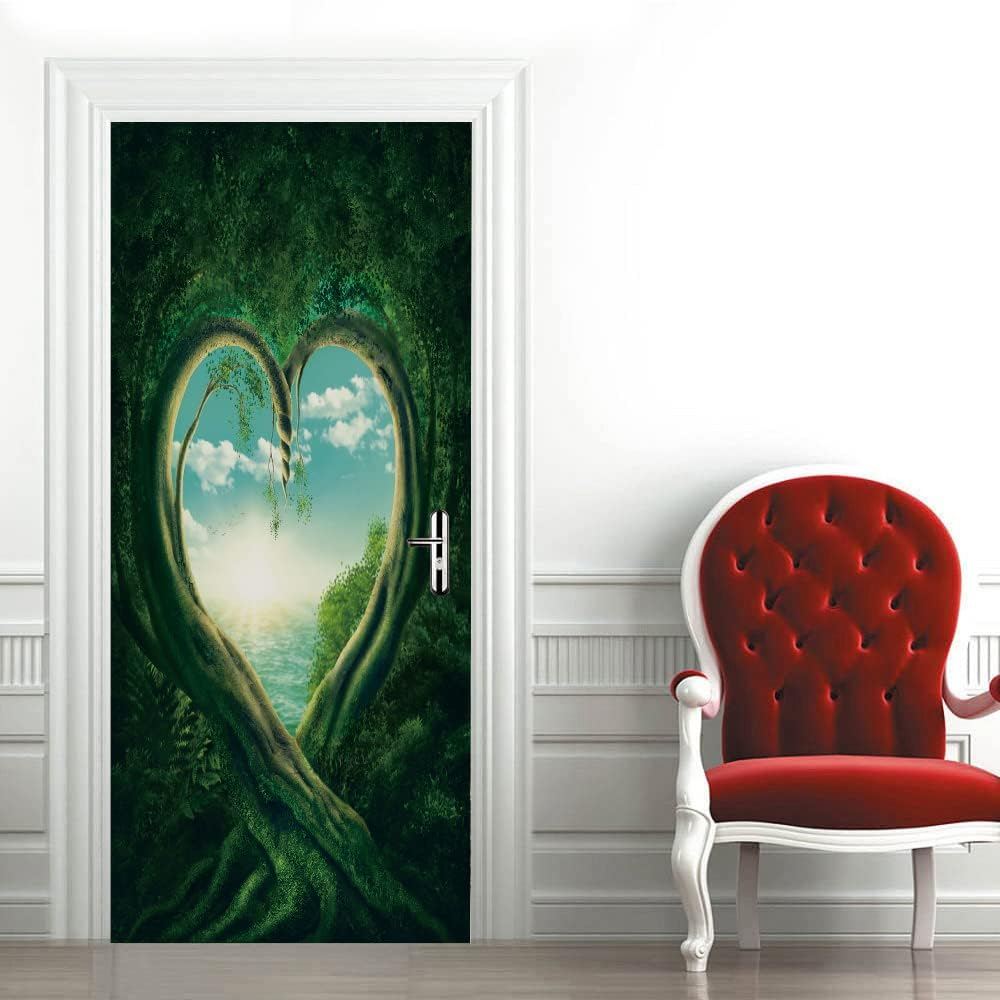 Sticker decorativ ușă 3D Autocolant ușă efect 3D realist Sticker ușă model Inima în Natură Autocolant adeziv ușă 78x200 cm Sticker ușă design natură Autocolant decorativ ușă peisaj natural Sticker ușă interior 3D Autocolant ușă peisaj romantic Sticker ușă autoadeziv 3D Autocolant ușă efect vizual 3D [6]