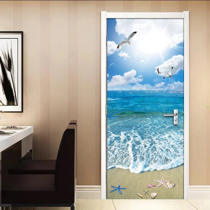 Sticker decorativ ușă 3D Autocolant ușă efect 3D realist Sticker ușă model Malul Mării Autocolant adeziv ușă 78x200 cm Sticker ușă design peisaj marin Autocolant decorativ ușă peisaj maritim Sticker ușă interior 3D Autocolant ușă peisaj litoral Sticker ușă autoadeziv 3D Autocolant ușă efect vizual 3D [10]