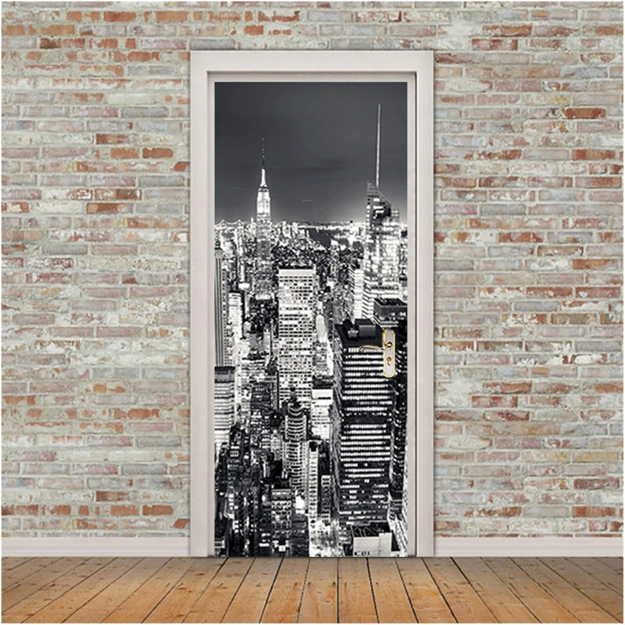 Sticker decorativ ușă 3D Autocolant ușă efect 3D realist Sticker ușă model New York în Noapte Autocolant adeziv ușă 78x200 cm Sticker ușă design urban nocturn Autocolant decorativ ușă peisaj urban Sticker ușă interior 3D Autocolant ușă peisaj New York noaptea Sticker ușă autoadeziv 3D Autocolant ușă efect vizual 3D [5]