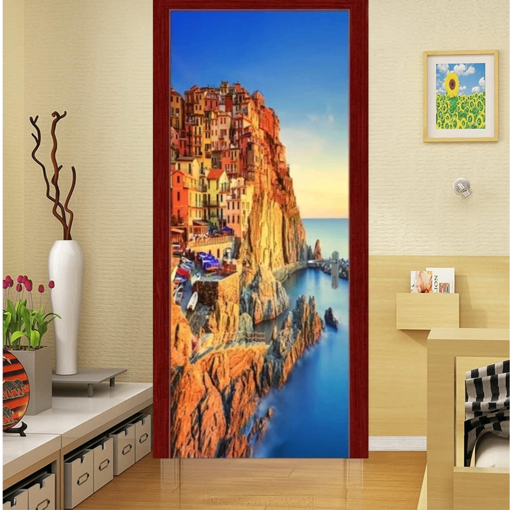 Sticker decorativ ușă 3D Autocolant ușă efect 3D realist Sticker ușă model Peisaj Santorini Grecia Autocolant adeziv ușă 78x200 cm Sticker ușă design peisaj grecesc Autocolant decorativ ușă peisaj mediteranean Sticker ușă interior 3D Autocolant ușă peisaj Santorini Sticker ușă autoadeziv 3D Autocolant ușă efect vizual 3D [7]