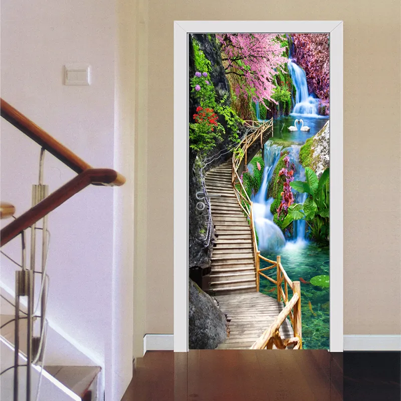 Sticker decorativ ușă 3D Autocolant ușă efect 3D realist Sticker ușă model Trepte Lângă Cascadă Autocolant adeziv ușă 78x200 cm Sticker ușă design natură Autocolant decorativ ușă peisaj natural Sticker ușă interior 3D Autocolant ușă peisaj cu cascadă Sticker ușă autoadeziv 3D Autocolant ușă efect vizual 3D [5]