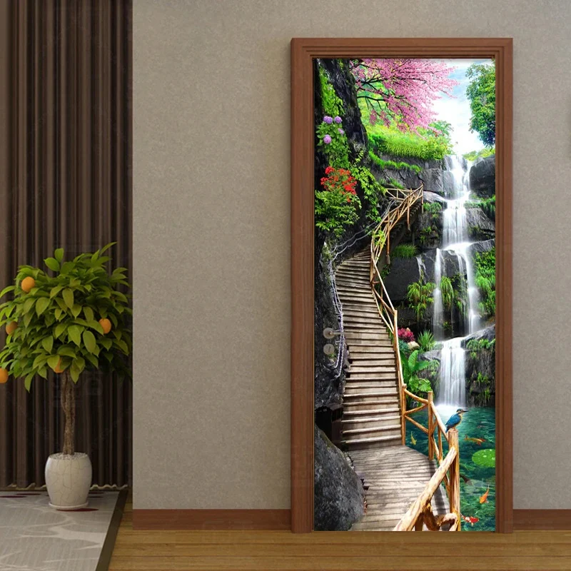 Sticker decorativ ușă 3D Autocolant ușă efect 3D realist Sticker ușă model Trepte Lângă Cascadă Autocolant adeziv ușă 78x200 cm Sticker ușă design natură Autocolant decorativ ușă peisaj natural Sticker ușă interior 3D Autocolant ușă peisaj cu cascadă Sticker ușă autoadeziv 3D Autocolant ușă efect vizual 3D [15]