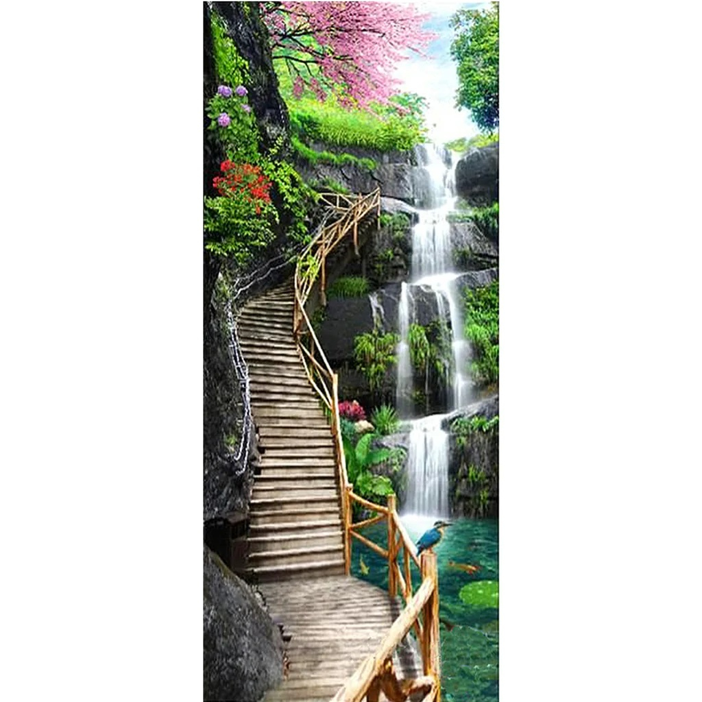 Sticker decorativ ușă 3D Autocolant ușă efect 3D realist Sticker ușă model Trepte Lângă Cascadă Autocolant adeziv ușă 78x200 cm Sticker ușă design natură Autocolant decorativ ușă peisaj natural Sticker ușă interior 3D Autocolant ușă peisaj cu cascadă Sticker ușă autoadeziv 3D Autocolant ușă efect vizual 3D [12]