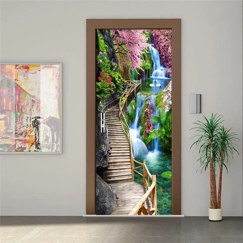 Sticker decorativ ușă 3D Autocolant ușă efect 3D realist Sticker ușă model Trepte Lângă Cascadă Autocolant adeziv ușă 78x200 cm Sticker ușă design natură Autocolant decorativ ușă peisaj natural Sticker ușă interior 3D Autocolant ușă peisaj cu cascadă Sticker ușă autoadeziv 3D Autocolant ușă efect vizual 3D [11]