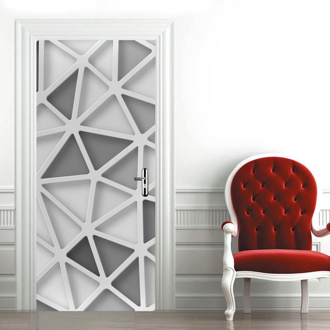 Sticker decorativ ușă 3D Autocolant ușă efect 3D realist Sticker ușă model triunghiuri abstracte Autocolant adeziv ușă 78x200 cm Sticker ușă design geometric Autocolant decorativ ușă abstract Sticker ușă interior 3D Autocolant ușă model triunghiuri 3D Sticker ușă autoadeziv 3D Autocolant ușă efect vizual 3D [2]