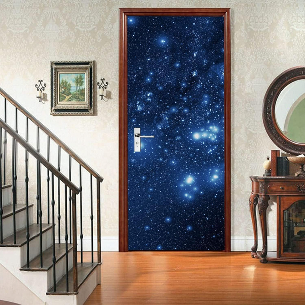 Sticker decorativ ușă 3D Autocolant ușă efect 3D realist Sticker ușă model Universul Înstelat Autocolant adeziv ușă 78x200 cm Sticker ușă design spațial Autocolant decorativ ușă galaxie Sticker ușă interior 3D Autocolant ușă model cer înstelat Sticker ușă autoadeziv 3D Autocolant ușă efect vizual 3D [6]