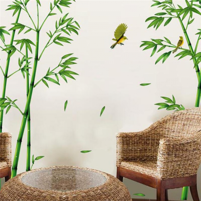 Sticker Decorativ Plante de Bambus si Pasari Colibry [5]