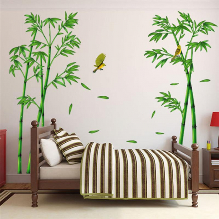 Sticker Decorativ Plante de Bambus si Pasari Colibry [4]