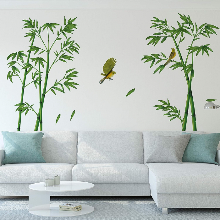 Sticker Decorativ Plante de Bambus si Pasari Colibry [9]