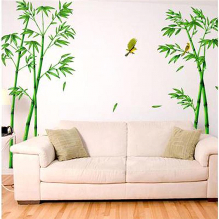 Sticker Decorativ Plante de Bambus si Pasari Colibry [6]