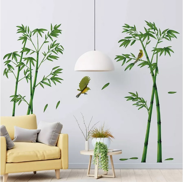 Sticker Decorativ Plante de Bambus si Pasari Colibry [3]