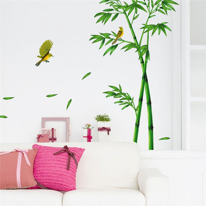 Sticker Decorativ Plante de Bambus si Pasari Colibry [8]