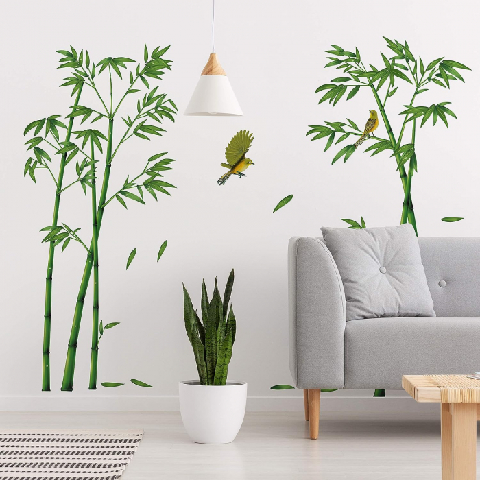 Sticker Decorativ Plante de Bambus si Pasari Colibry [12]