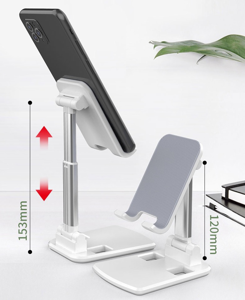 Suport Telefon și Tabletă de Birou – Reglabil, Pliabil, Portabil, Alb – Vizualizare Produs [3]