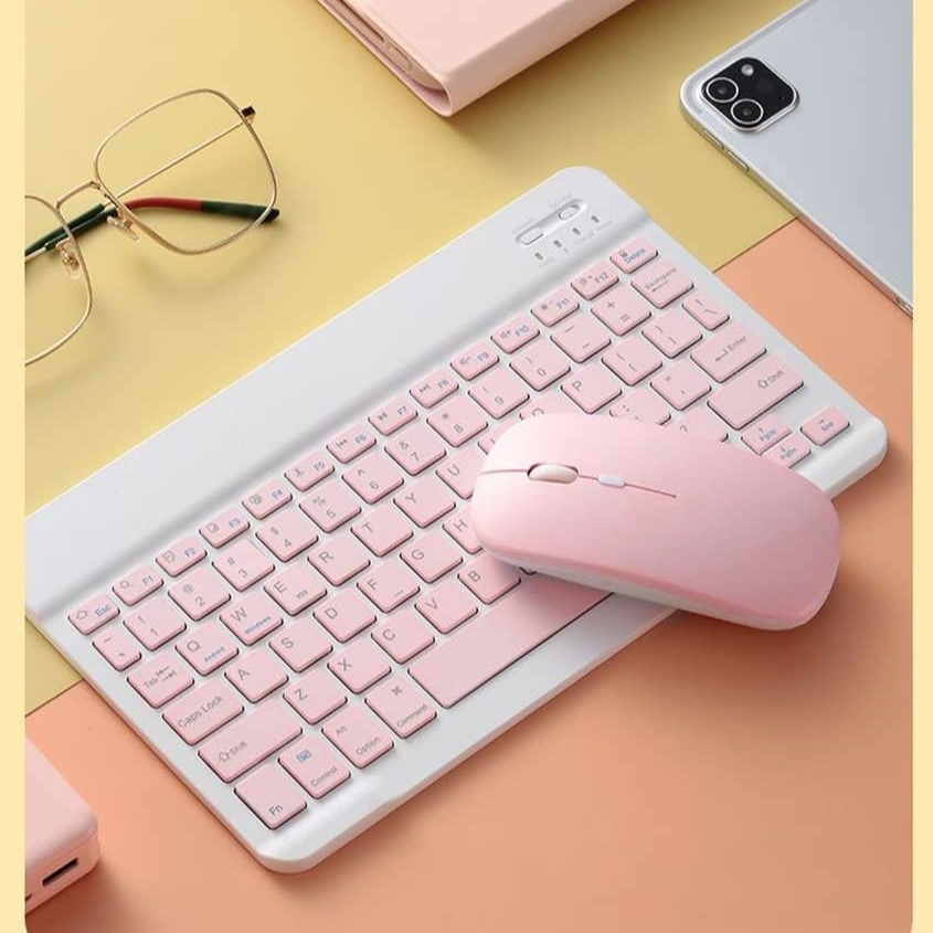 Set Tastatură și Mouse Wireless – Bluetooth, Silențios, Ultra-Subțire, Compatibil PC, Laptop, Android, iOS, Windows – Culoare Roz [3]