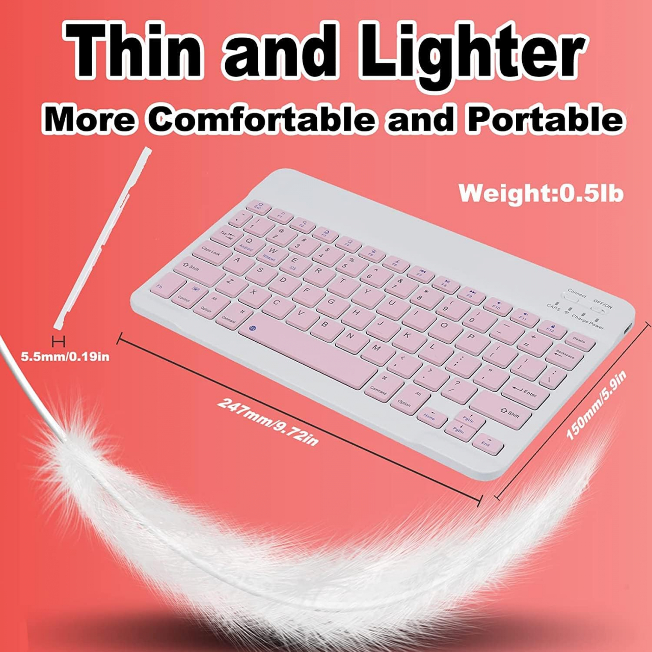 Set Tastatură și Mouse Wireless – Bluetooth, Silențios, Ultra-Subțire, Compatibil PC, Laptop, Android, iOS, Windows – Culoare Roz [11]