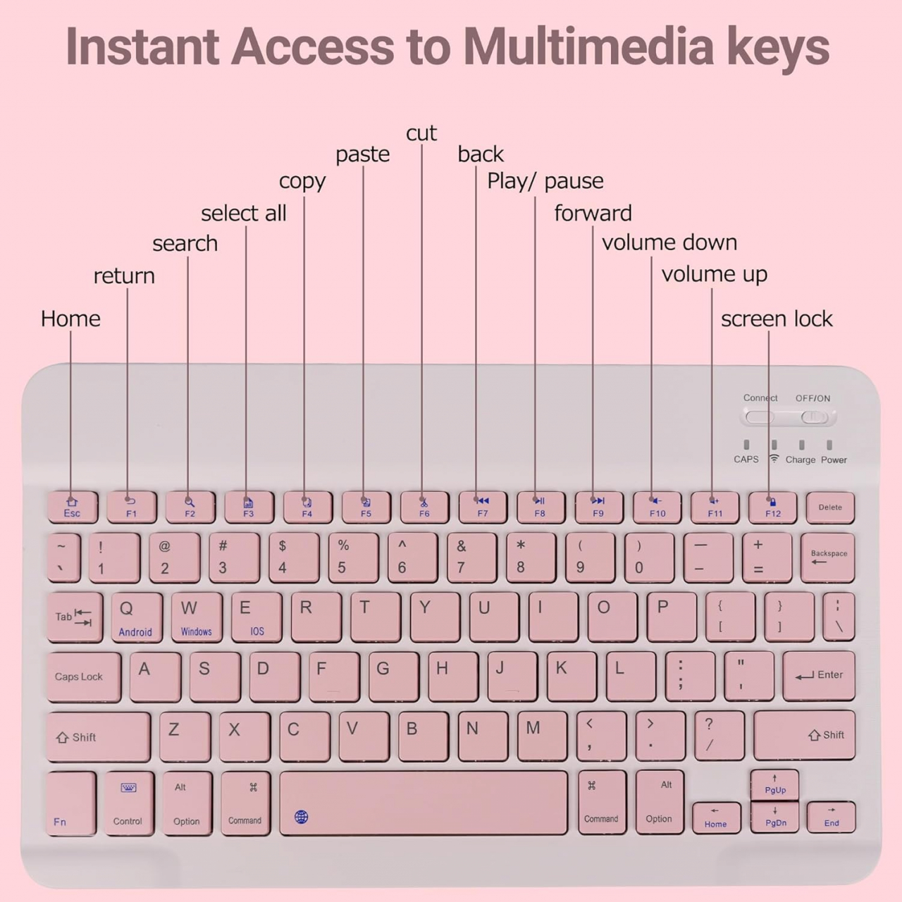 Set Tastatură și Mouse Wireless – Bluetooth, Silențios, Ultra-Subțire, Compatibil PC, Laptop, Android, iOS, Windows – Culoare Roz [12]