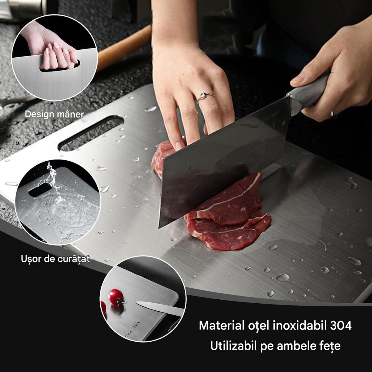 tocator bucatarie inox 304 antimicrobian argintiu MaffStuff [6]