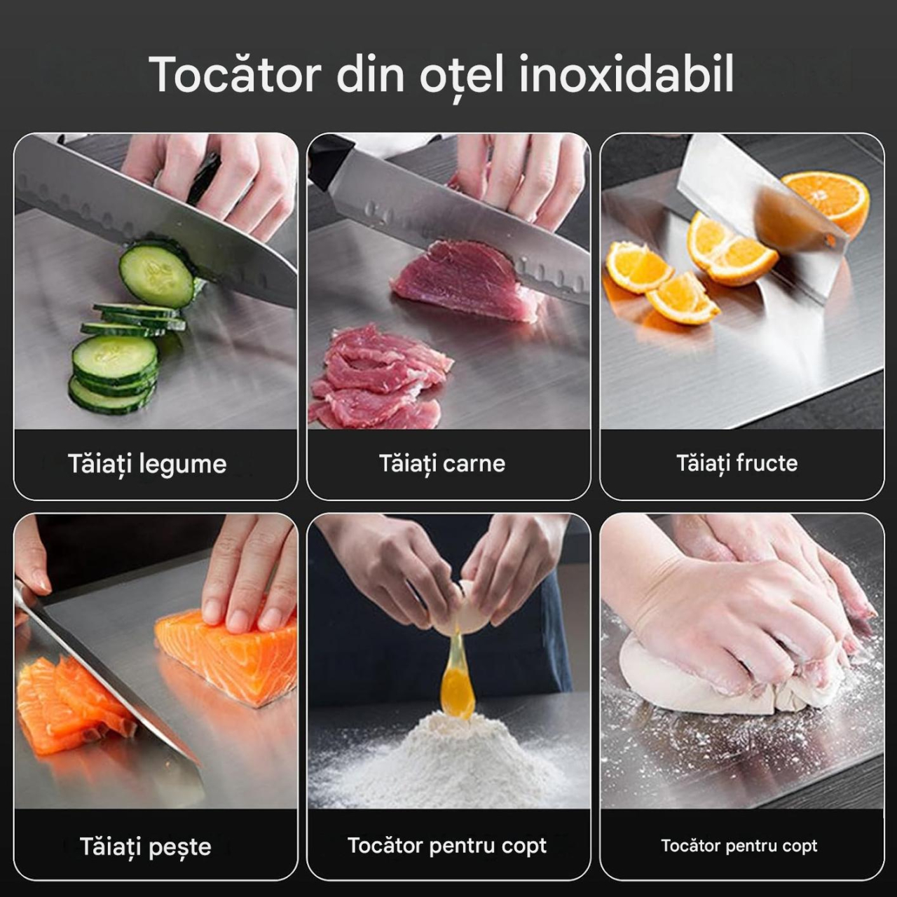 tocator bucatarie inox 304 antimicrobian argintiu MaffStuff [5]