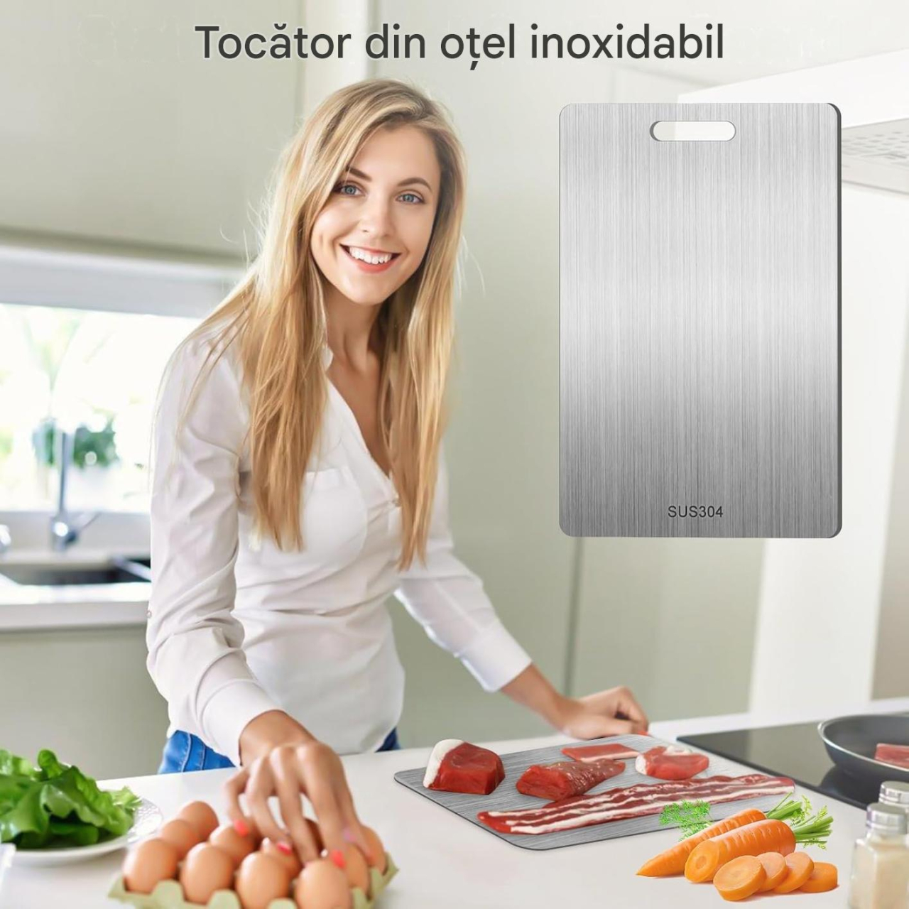 tocator bucatarie inox 304 antimicrobian argintiu MaffStuff [7]