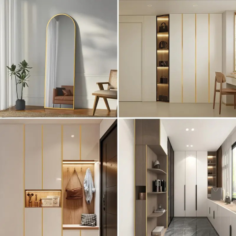 Bandă decorativă adezivă inox auriu mat periat [9]