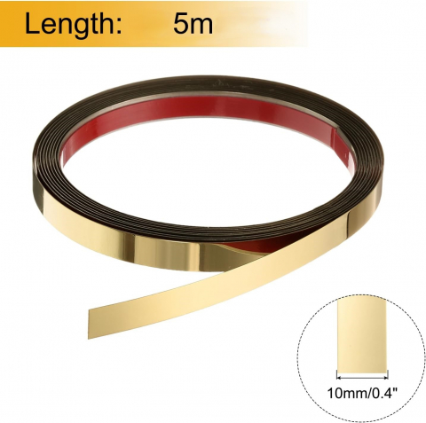 Bandă Decorativă Autoadezivă din Oțel Inoxidabil Nichelat - 500 cm lungime - Finisaj Premium, Autoadeziv Puternic [26]