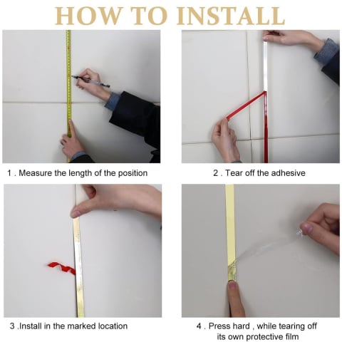Bandă Decorativă Autoadezivă din Oțel Inoxidabil Nichelat - 500 cm lungime - Finisaj Premium, Autoadeziv Puternic [19]