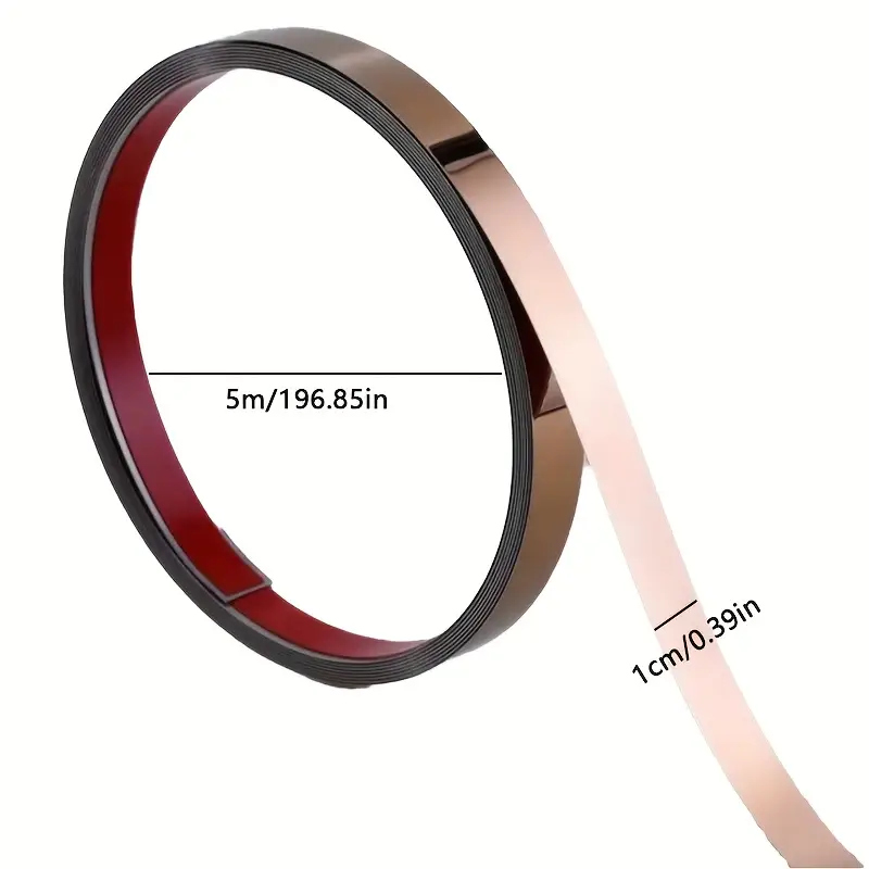 Bandă decorativă autoadezivă rose gold – 500 cm, din oțel inoxidabil cu adeziv 3M – finisaj lucios pentru mobilă, pereți și decorațiuni interioare. [15]