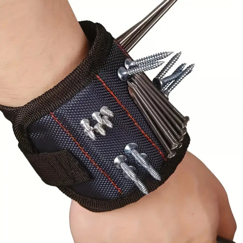 Unelte - Accesorii DIY - Brățară Magnetică cu 15 Magneți Neodim – Suport Șuruburi, Reglabilă, Profesională