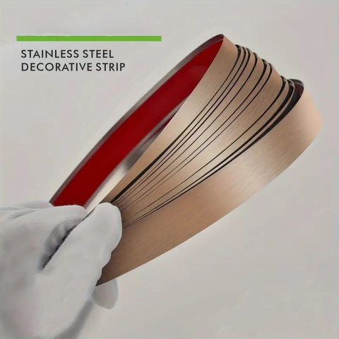 Bandă decorativă adezivă inox bronz periat brushed rose gold [1]