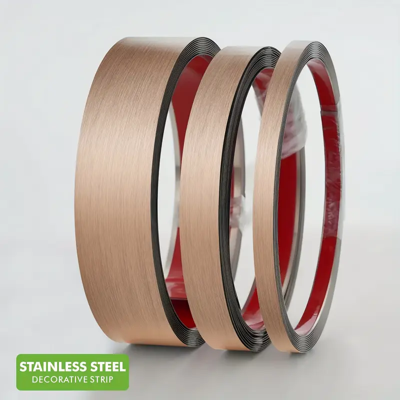 Bandă decorativă adezivă inox bronz periat brushed rose gold [2]