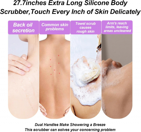 Burete de Baie Exfoliant din Silicon – Curățare Eficientă & Piele Catifelată, Ideal pentru Igiena Zilnică [8]