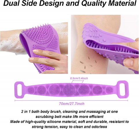 Burete de Baie Exfoliant din Silicon – Curățare Eficientă & Piele Catifelată, Ideal pentru Igiena Zilnică [2]