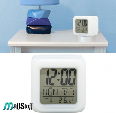 Ceas Digital Multifunctional cu Iluminare LED, Alarma si Termometru, 8 cm [7]