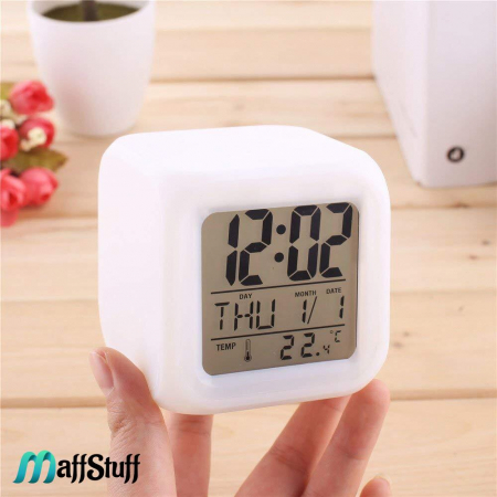 Ceas Digital Multifunctional cu Iluminare LED, Alarma si Termometru, 8 cm [2]