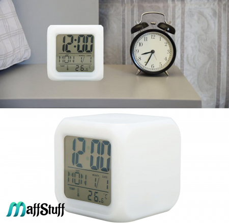 Ceas Digital Multifunctional cu Iluminare LED, Alarma si Termometru, 8 cm [11]