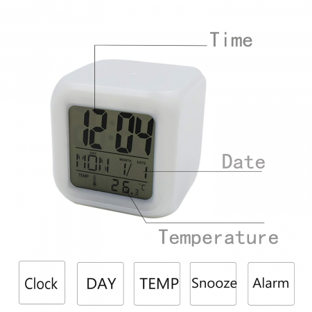 Ceas Digital Multifunctional cu Iluminare LED, Alarma si Termometru, 8 cm [5]