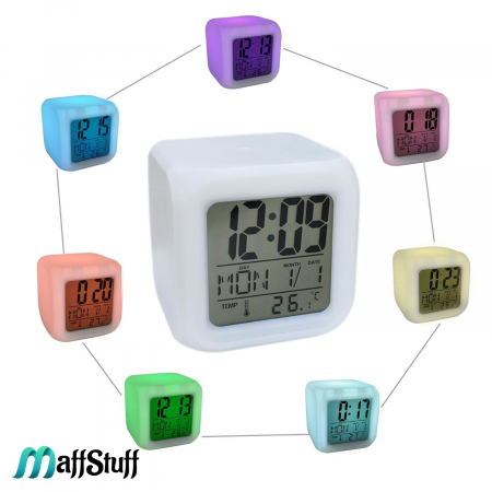Ceas Digital Multifunctional cu Iluminare LED, Alarma si Termometru, 8 cm [3]
