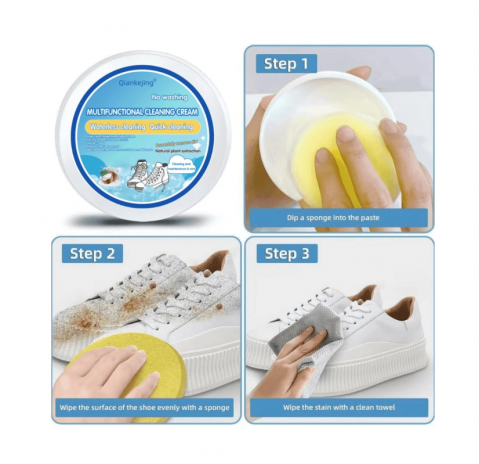 Cremă curățare încălțăminte cu burete – pastă fără apă pentru adidași și pantofi sport [9]