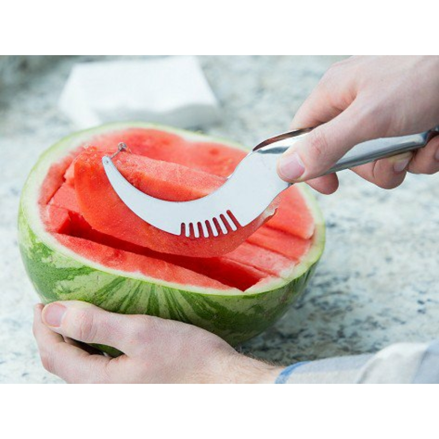 Casă - Grădină - Cuțit Feliator 2in1 cu Funcție de Clește pentru Tăiat și Servit Pepene, 22 cm – Eficient și Ușor de Folosit