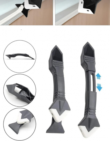 Cuțit Multifuncțional Îndepărtare și Aplicare Silicon – 5 Capete Netezire, Oțel + PVC [1]
