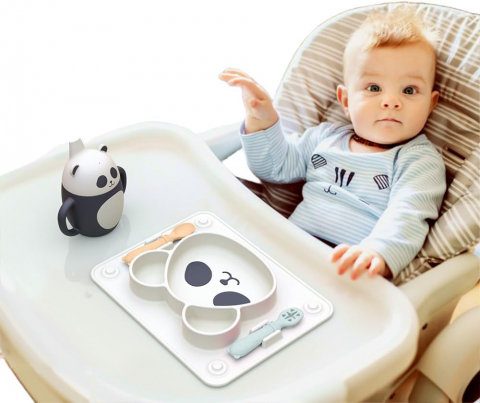 Farfurie pentru Bebelusi – Model Panda, Sigură, Fără BPA [15]