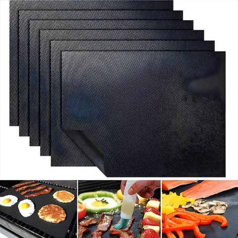Casă - Grădină - Folie Antiaderentă Grătar, Cuptor, Plită – Teflon Reutilizabil, Negru Mat