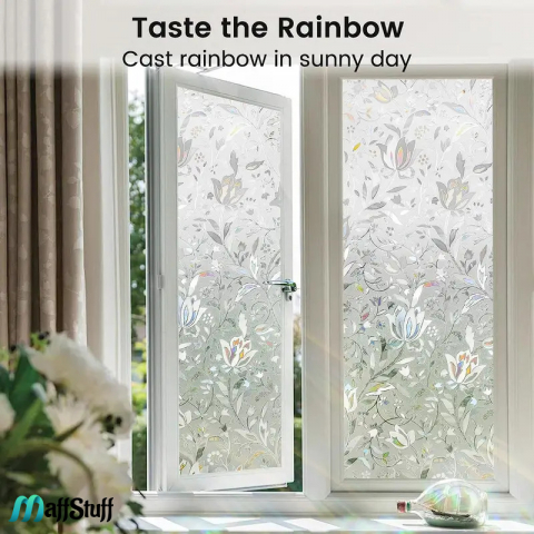 Folie Decorativa Geamuri, Model Floral Lalea 3D, Folie Decorativa Pentru Geam Folie autocolanta geam Folie Geam Folie autocolanta geam termopan Folie geam sa nu se vada din exterior Folie geam termopan sa nu se vada in casa Folie adeziva pentru geam [2]
