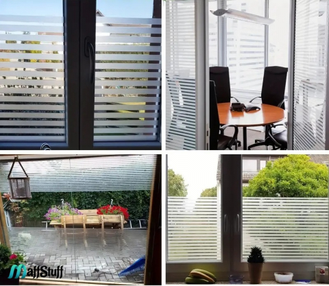 Folie Decorativa Pentru Geam, Dungi Mate Pentru Intimitate si Protectie Solara, Folie Decorativa Pentru Geam Folie autocolanta geam Folie Geam Folie autocolanta geam termopan Folie geam sa nu se vada din exterior Folie geam termopan sa nu se vada in casa Folie sablata Folie mata pentru geam Folie adeziva pentru geam [14]
