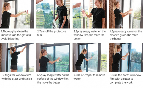 Folie Decorativă Albastră cu Efect de Oglindă – Intimitate și Protecție Solară [15]
