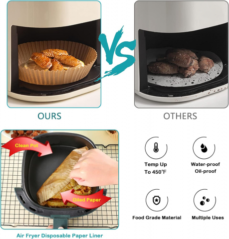 Hârtie de Copt pentru Air Fryer – Set 50 Bucăți, Antiaderentă și Termorezistentă [15]